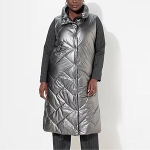 Ulla Popken Longline Metallic Quilted Vest